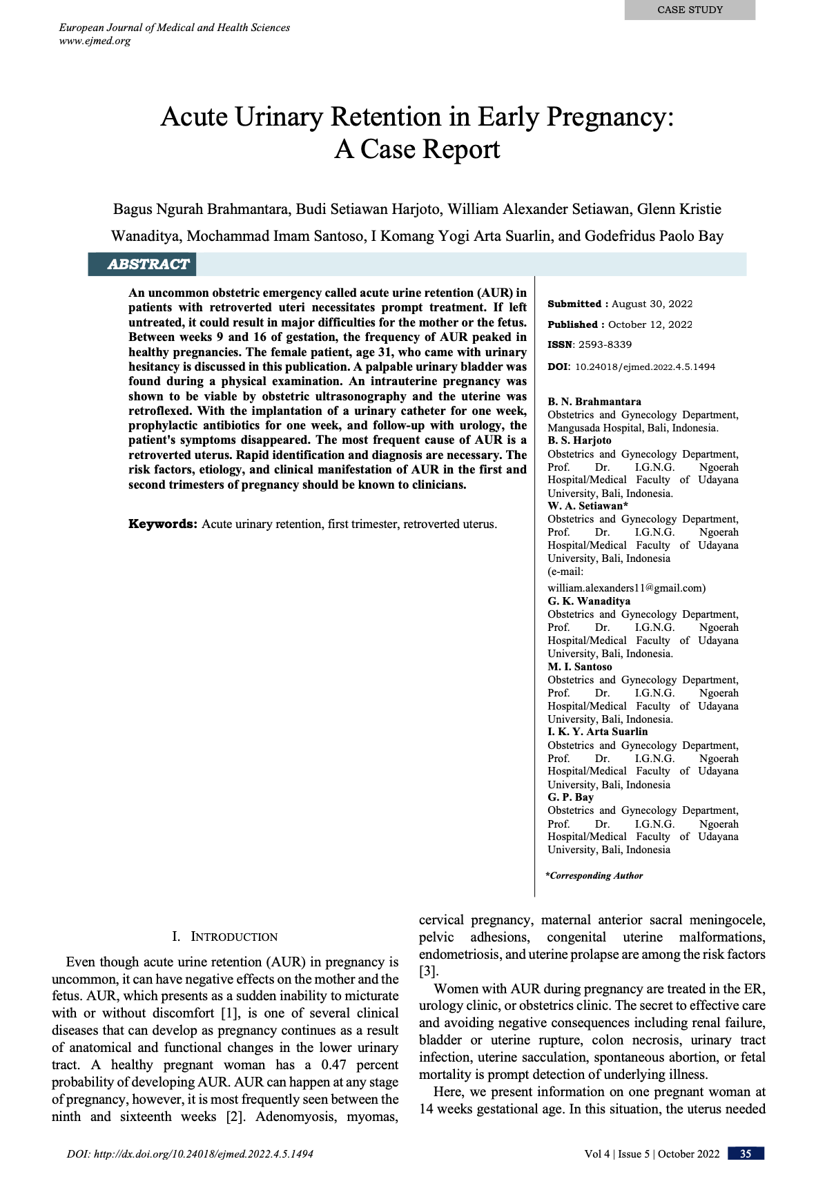 PDF) Urinary Retention in The Case of a Retroverted Uterus in